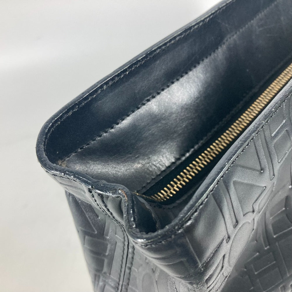 CELINE Shoulder Bag leather black Total logo Women Used Authentic