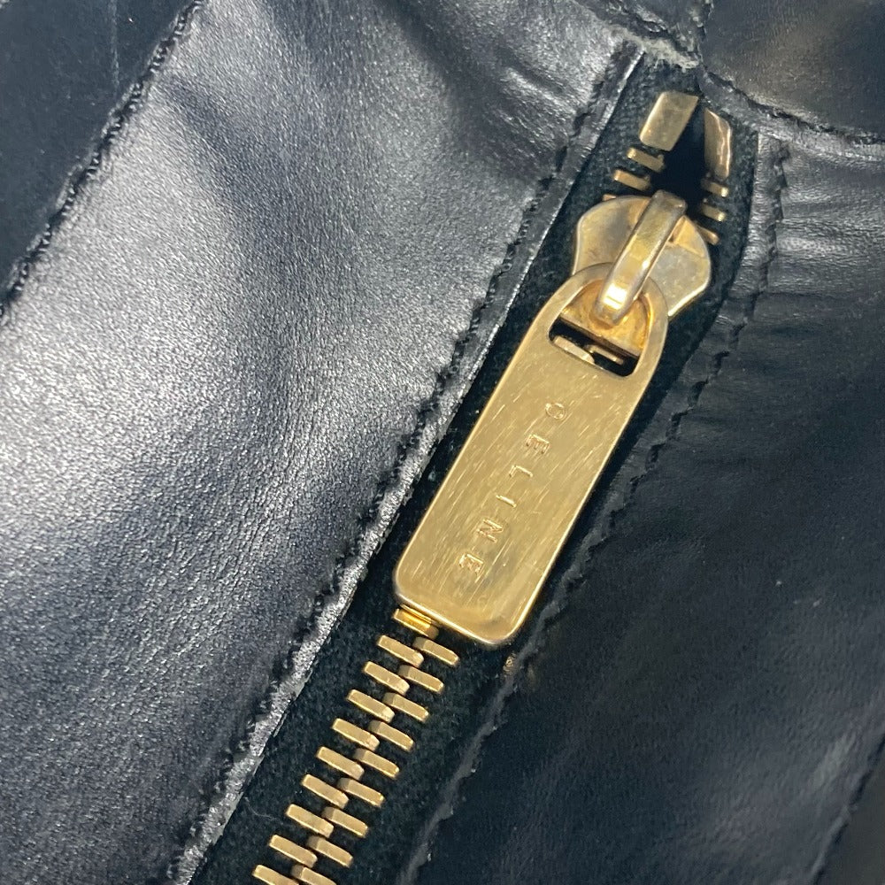 CELINE Shoulder Bag leather black Total logo Women Used Authentic