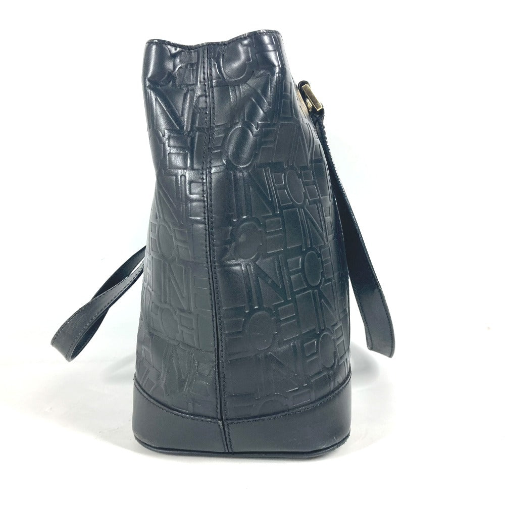 CELINE Shoulder Bag leather black Total logo Women Used Authentic