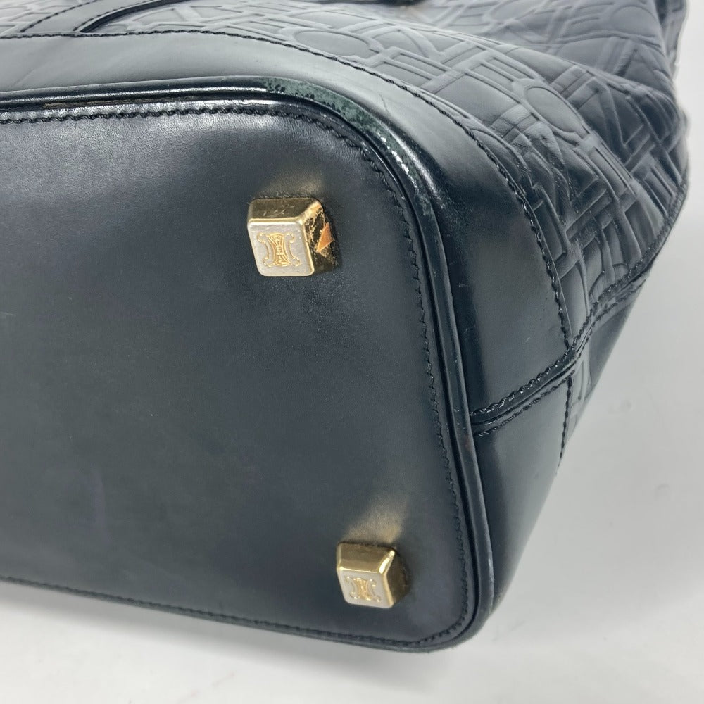 CELINE Shoulder Bag leather black Total logo Women Used Authentic