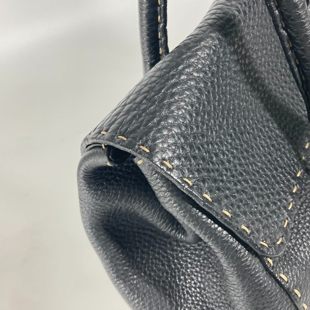 FENDI Shoulder Bag leather black vintage Celeria Women Used Authentic