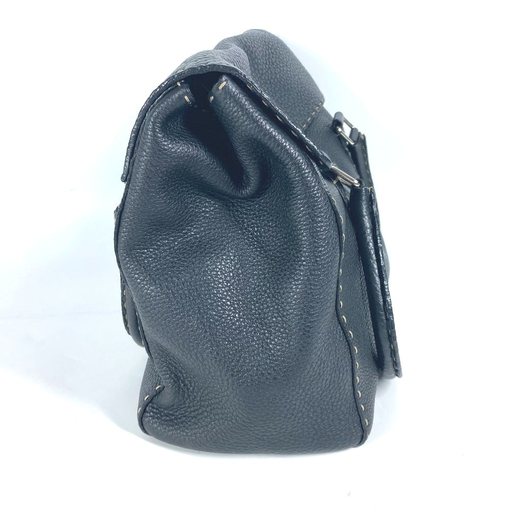 FENDI Shoulder Bag leather black vintage Celeria Women Used Authentic