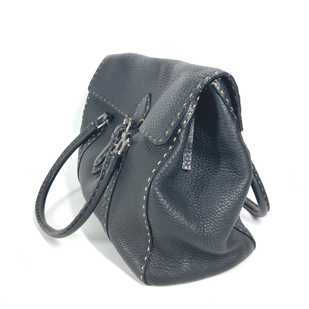 FENDI Shoulder Bag leather black vintage Celeria Women Used Authentic