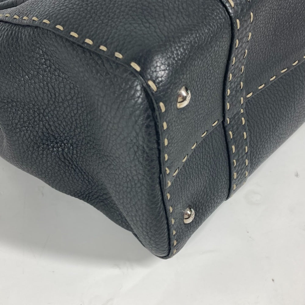 FENDI Shoulder Bag leather black vintage Celeria Women Used Authentic