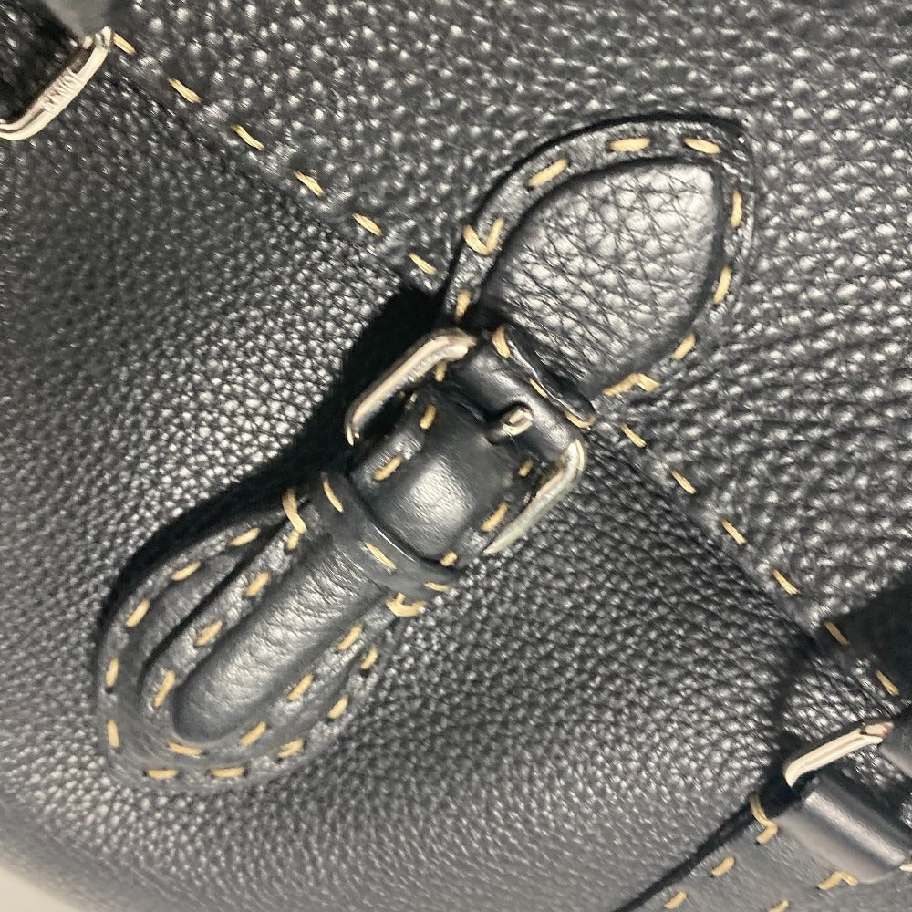 FENDI Shoulder Bag leather black vintage Celeria Women Used Authentic