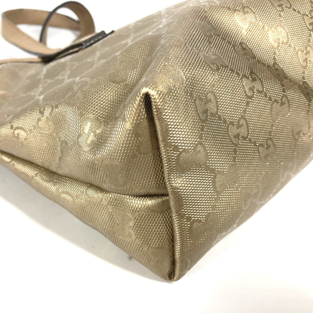 GUCCI Shoulder Bag 211138 PVC/Leather, GG Imprime gold GG Implication mens Used Authentic