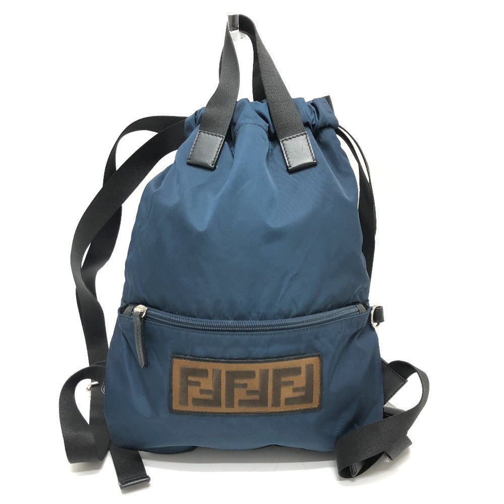 FENDI Backpack 8BZ045 Nylon Navy Zucca logo unisex(Unisex) Used Authentic