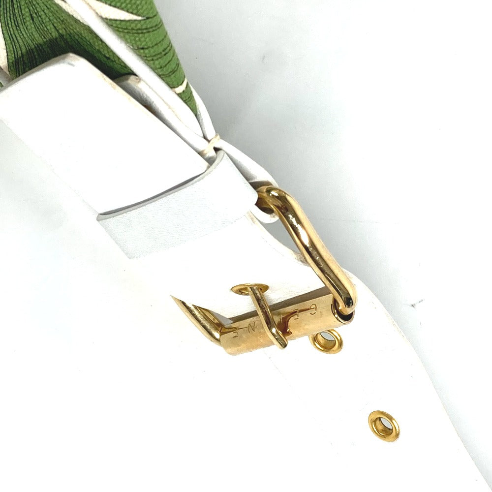 CELINE Shoulder Bag Leather / canvas green Botanical Pattern Triomphe logo Women Used Authentic