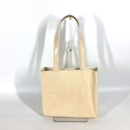 CHANEL Shoulder Bag Patent leather Ivorytype logo Women Used Authentic