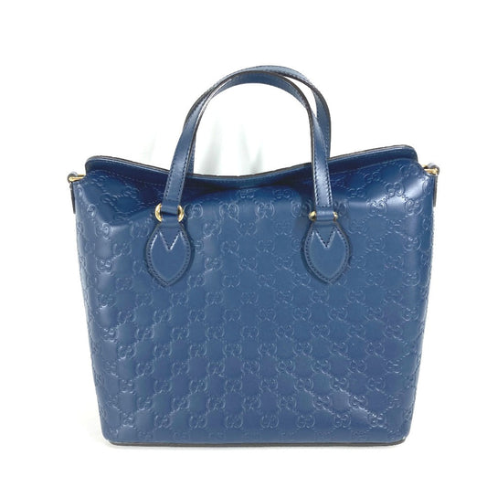 GUCCI Handbag 428226 Sima leather blue Signature Guccisima GG mens Used Authentic