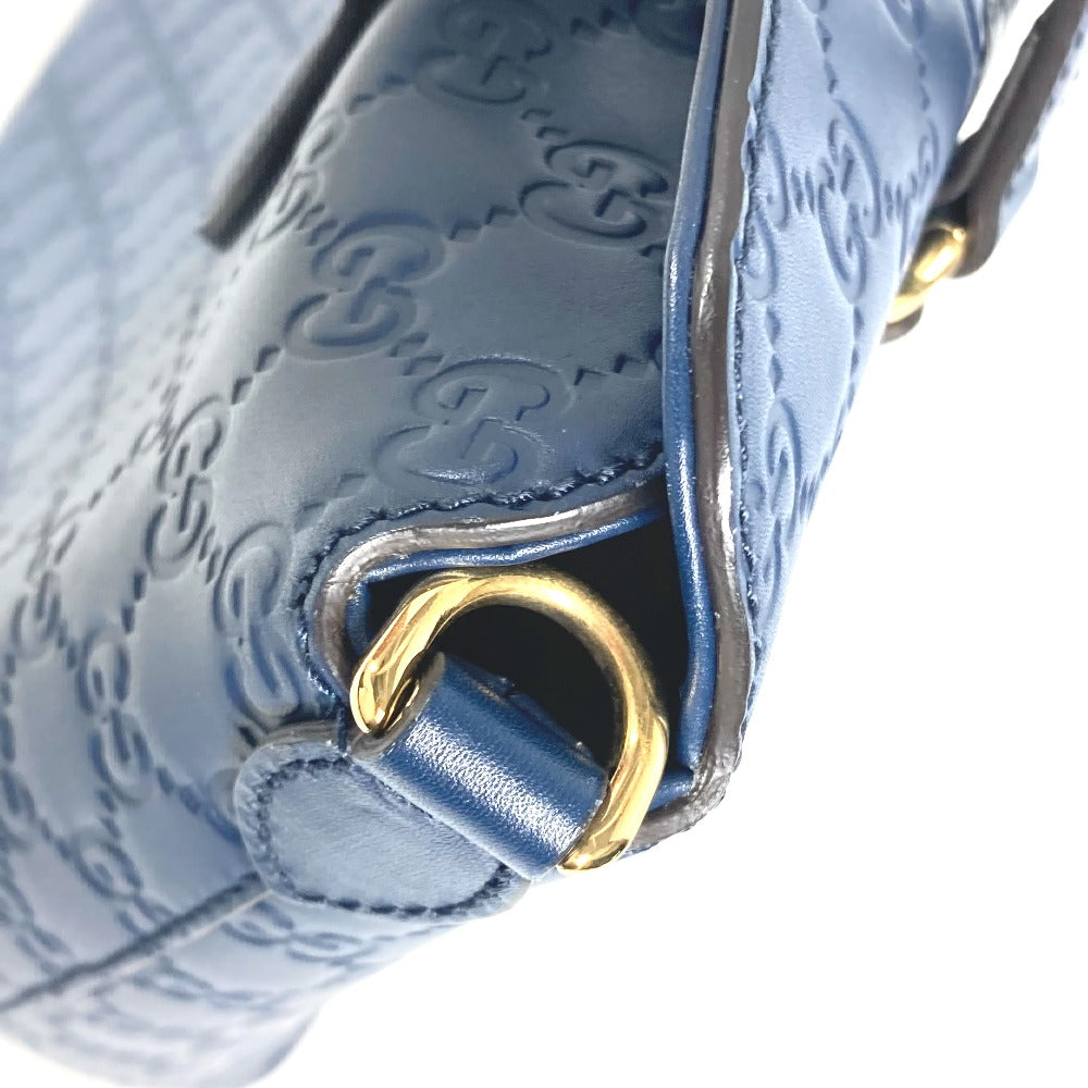 GUCCI Handbag 428226 Sima leather blue Signature Guccisima GG mens Used Authentic