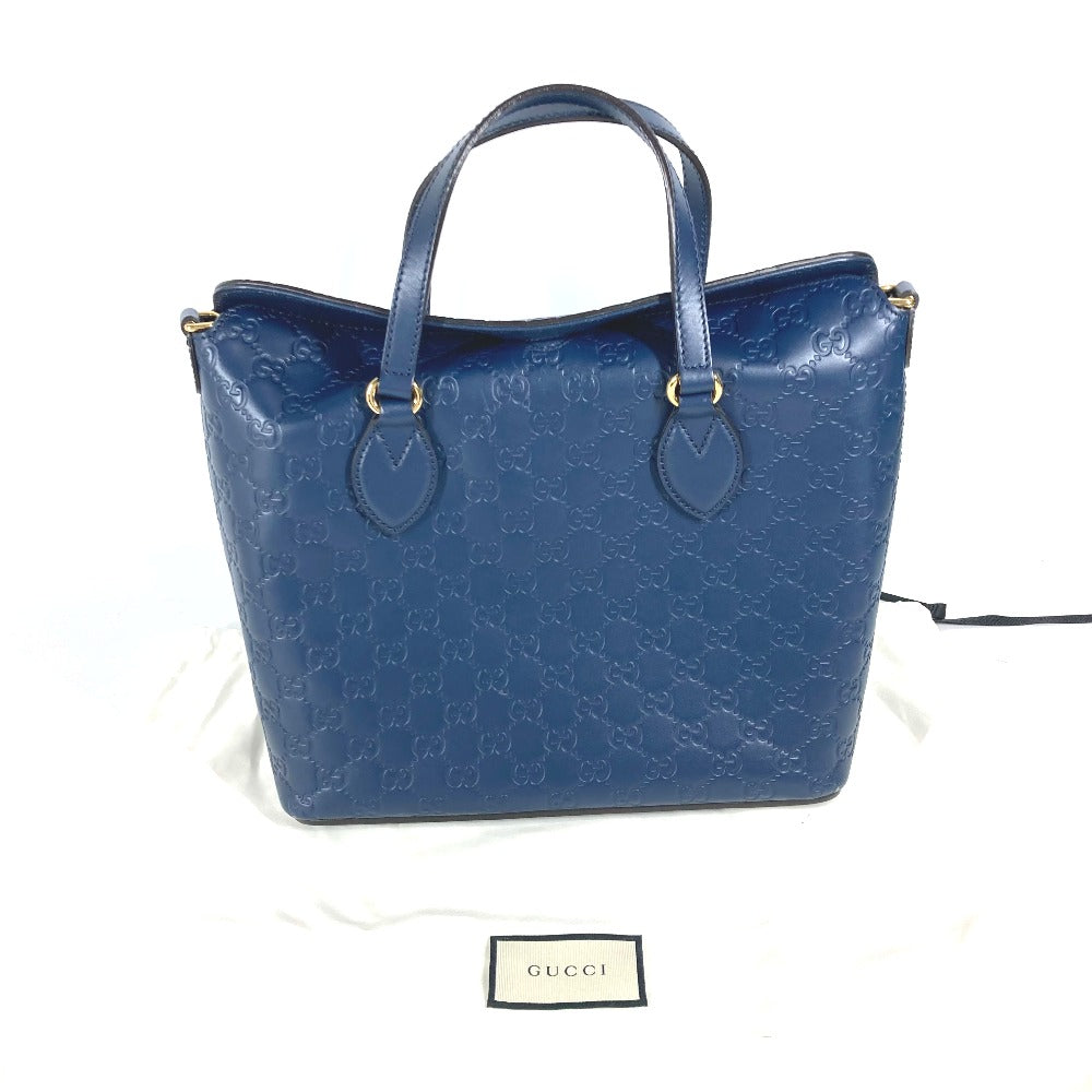 GUCCI Handbag 428226 Sima leather blue Signature Guccisima GG mens Used Authentic