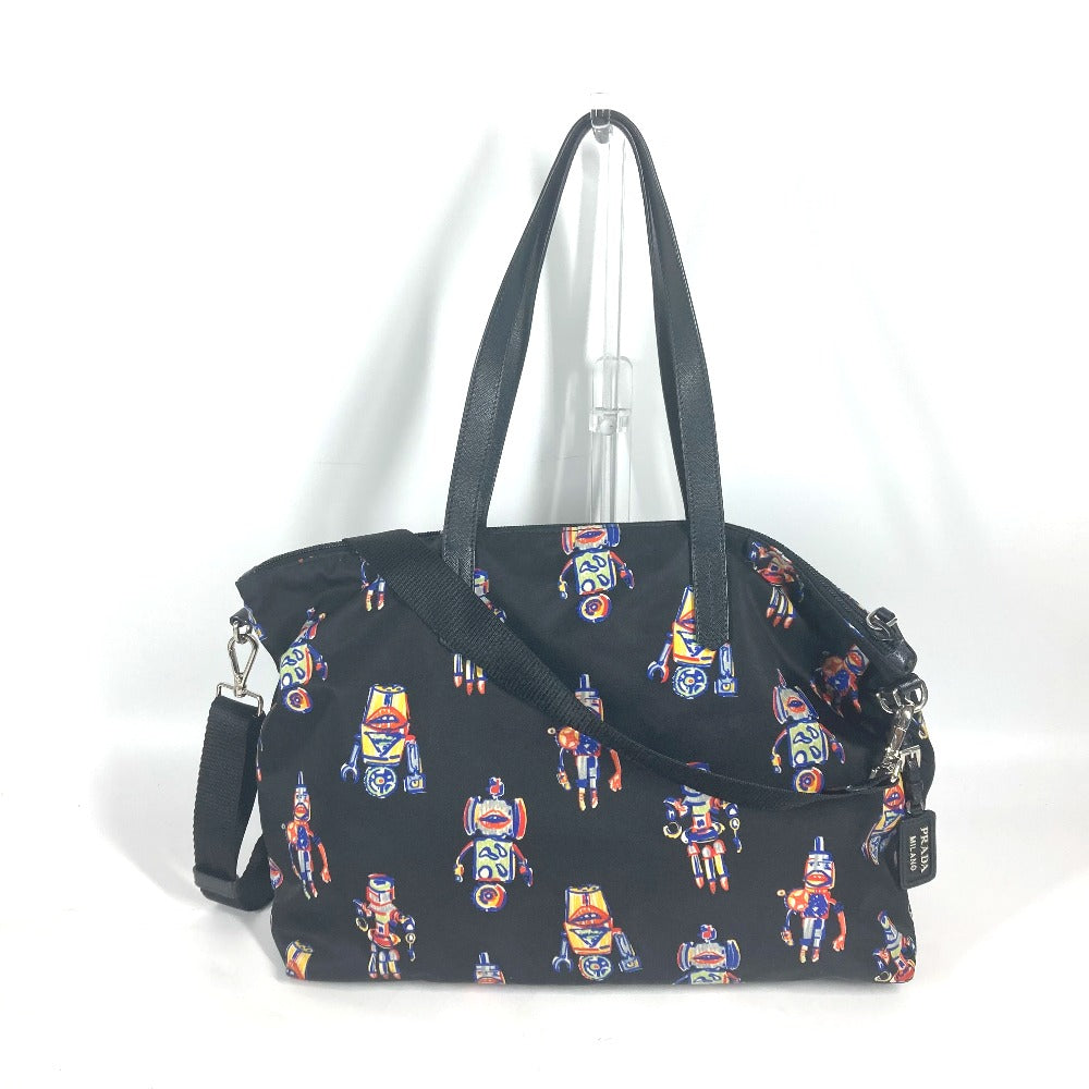 PRADA Tote Bag Nylon black Shoulder Bag Crossbody robot mens Used Authentic