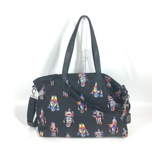 PRADA Tote Bag Nylon black Shoulder Bag Crossbody robot mens Used Authentic