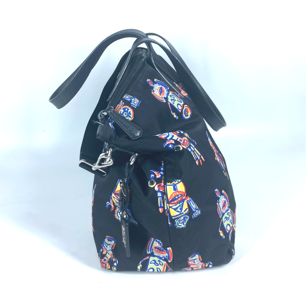 PRADA Tote Bag Nylon black Shoulder Bag Crossbody robot mens Used Authentic