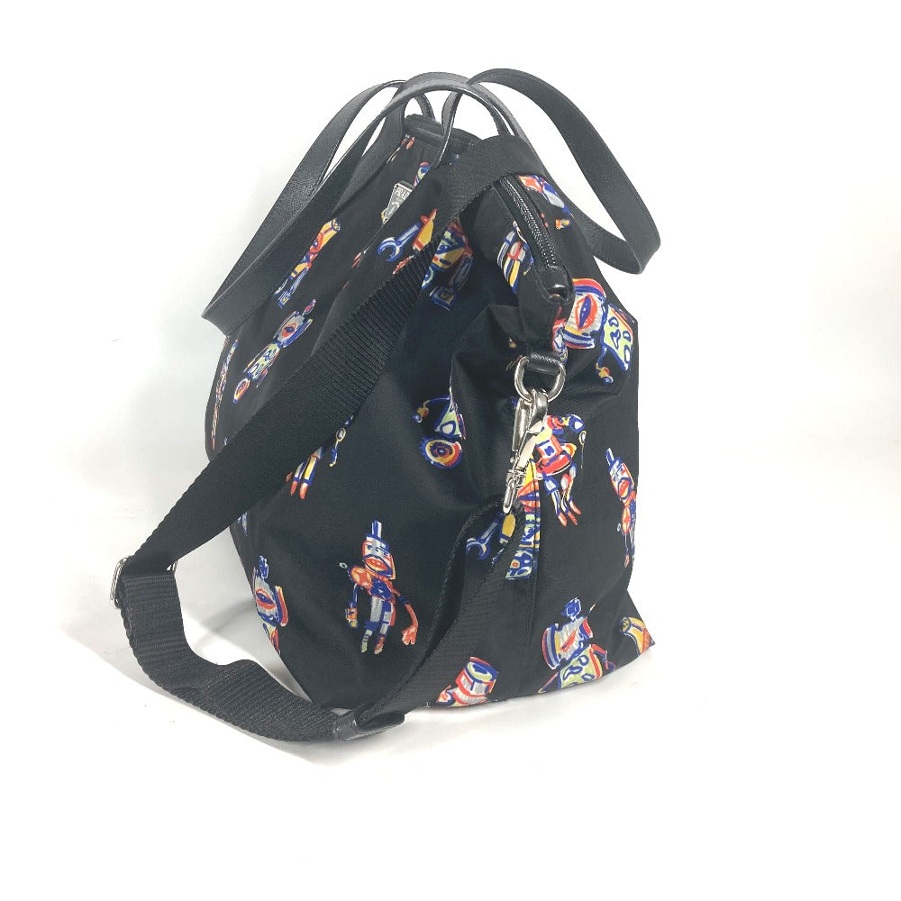 PRADA Tote Bag Nylon black Shoulder Bag Crossbody robot mens Used Authentic