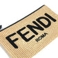 FENDI Clutch bag 8N0149 Raffia, Leather beige straw logo