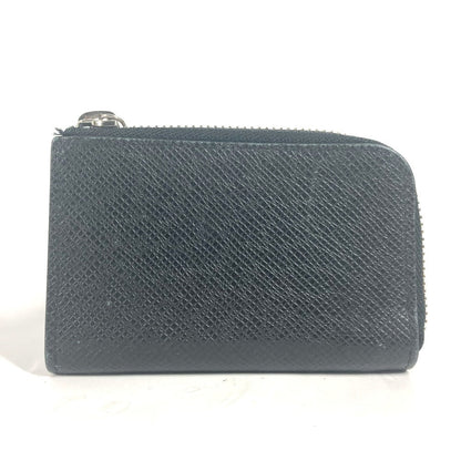 LOUIS VUITTON Coin case M63375 Taiga Leather black Taiga Portemonejour mens Used Authentic