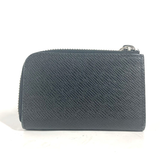 LOUIS VUITTON Coin case M63375 Taiga Leather black Taiga Portemonejour mens Used Authentic