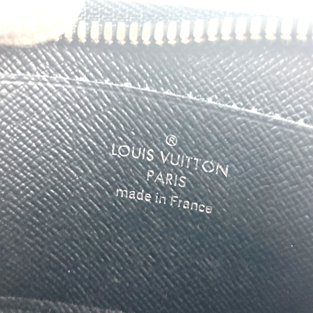 LOUIS VUITTON Coin case M63375 Taiga Leather black Taiga Portemonejour mens Used Authentic