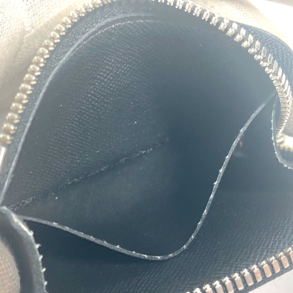 LOUIS VUITTON Coin case M63375 Taiga Leather black Taiga Portemonejour mens Used Authentic