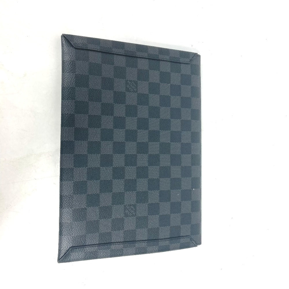 LOUIS VUITTON Clutch bag N60255 Damier Grafitto Canvas black Damier Grafitte Alpha triple pouch mens Used Authentic