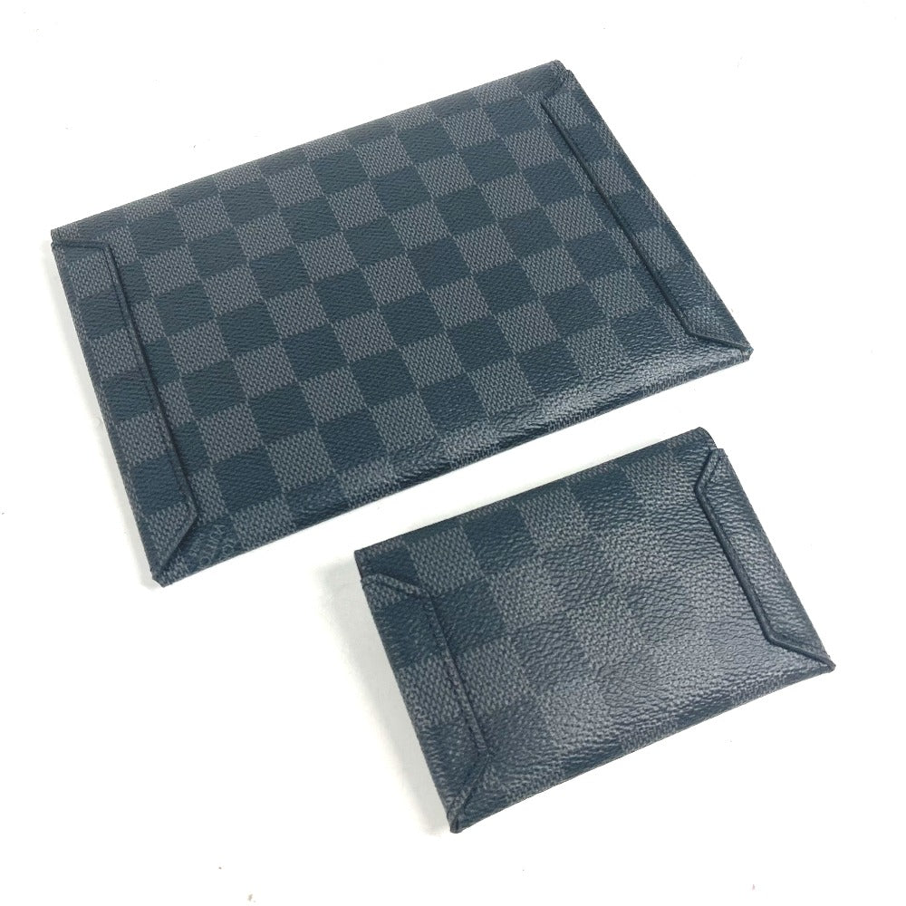 LOUIS VUITTON Clutch bag N60255 Damier Grafitto Canvas black Damier Grafitte Alpha triple pouch mens Used Authentic