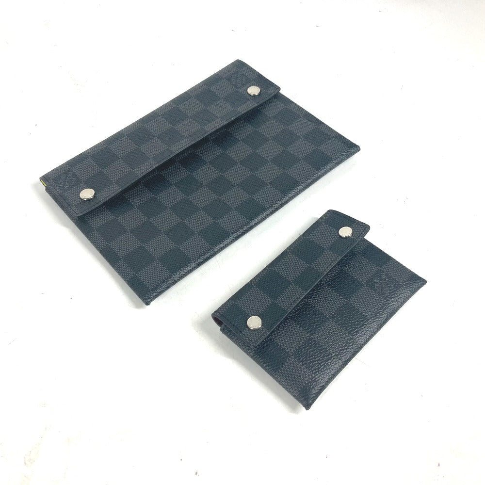 LOUIS VUITTON Clutch bag N60255 Damier Grafitto Canvas black Damier Grafitte Alpha triple pouch mens Used Authentic