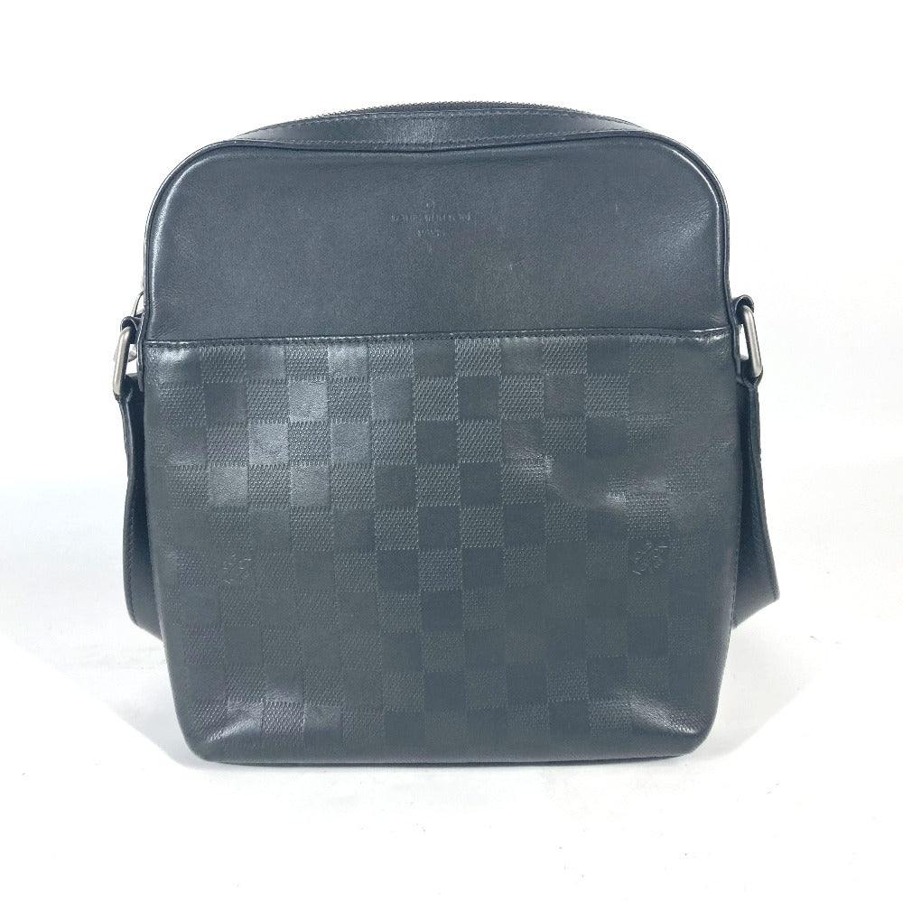 LOUIS VUITTON Shoulder Bag N23355 Damier Anfini Leather black Damier Anfini Pochette District mens Used Authentic