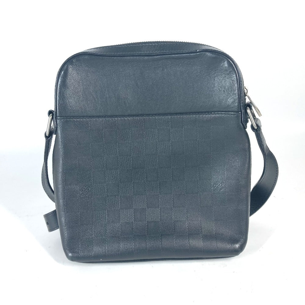 LOUIS VUITTON Shoulder Bag N23355 Damier Anfini Leather black Damier Anfini Pochette District mens Used Authentic