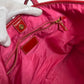 PRADA Shoulder Bag Nylon, enamel pink logo Women Used Authentic