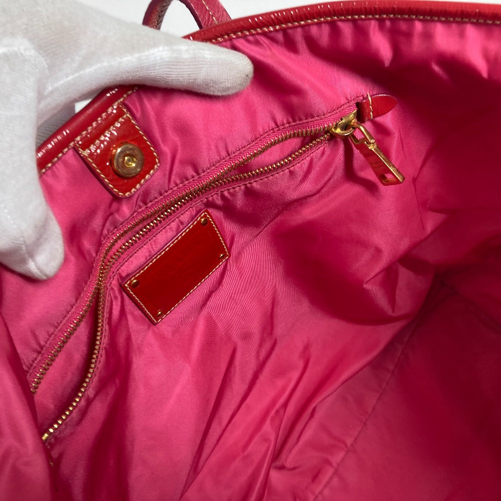 PRADA Shoulder Bag Nylon, enamel pink logo Women Used Authentic