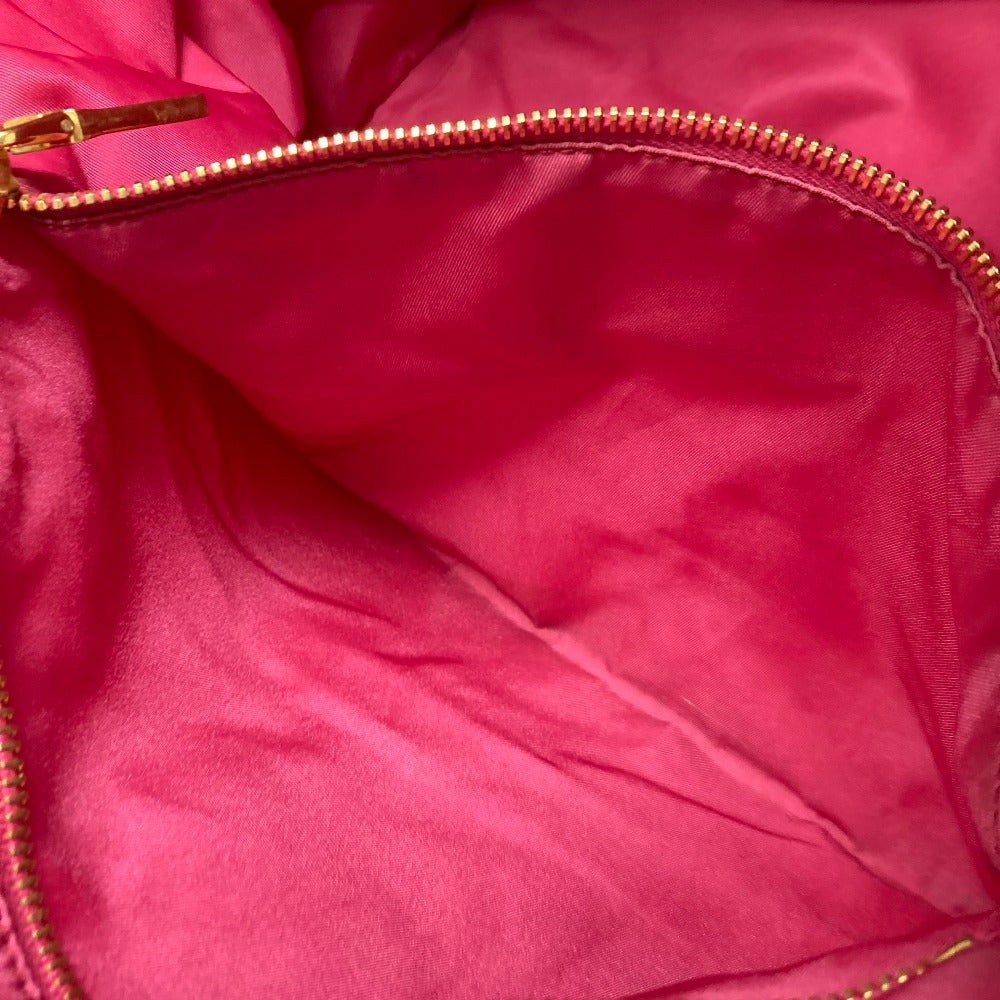 PRADA Shoulder Bag Nylon, enamel pink logo Women Used Authentic