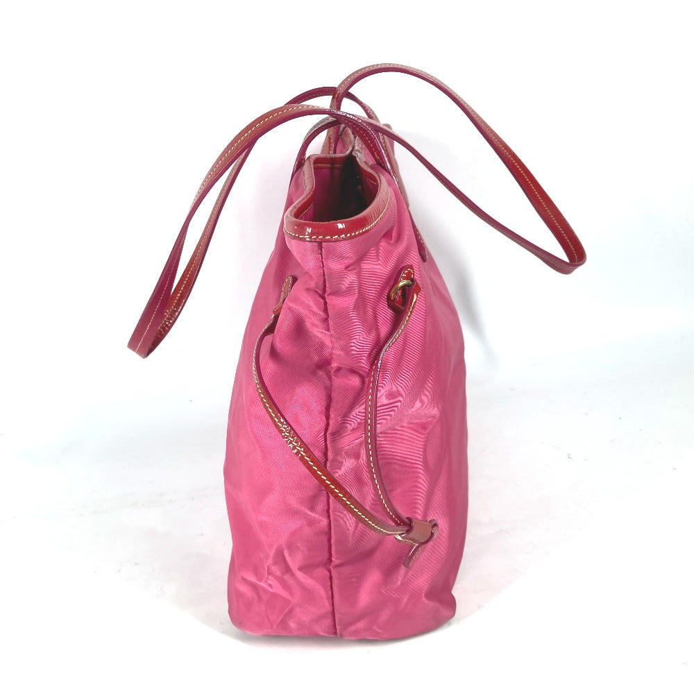 PRADA Shoulder Bag Nylon, enamel pink logo Women Used Authentic