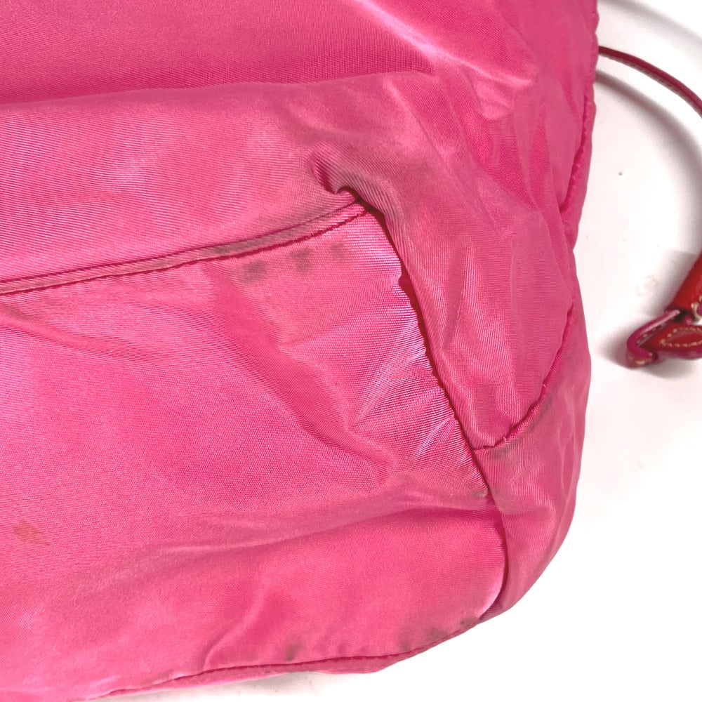 PRADA Shoulder Bag Nylon, enamel pink logo Women Used Authentic