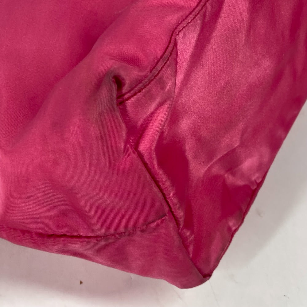 PRADA Shoulder Bag Nylon, enamel pink logo Women Used Authentic