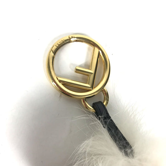 FENDI Bag charm canvas Brown Fur Rhinestones ZUCCA logo monster space monkey Women Used Authentic