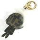FENDI Bag charm canvas Brown Fur Rhinestones ZUCCA logo monster space monkey Women Used Authentic