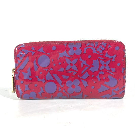 LOUIS VUITTON Long Wallet Purse M90123 Patent leather pink Vernis suite monogram Zippy wallet Women Used Authentic