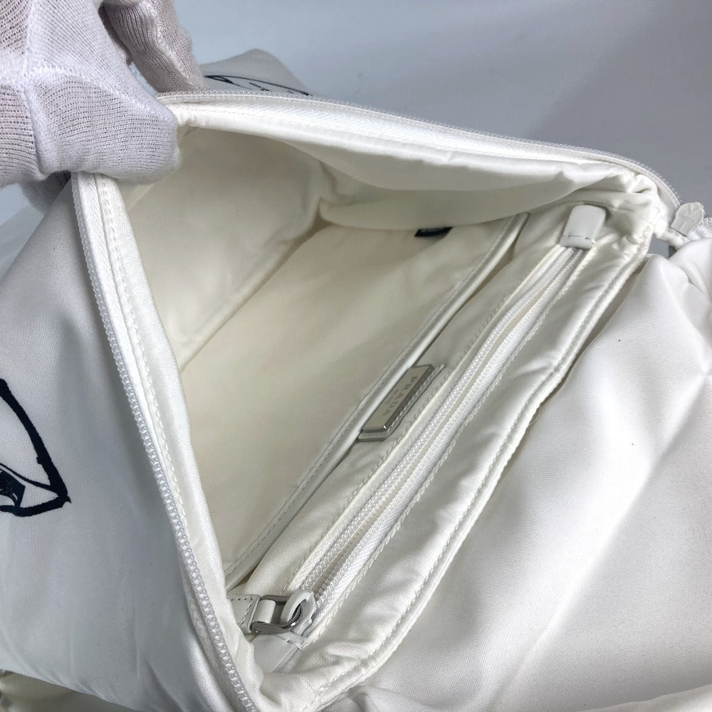 PRADA Backpack 1BZ07 Nylon white logo bicolor signeau print unisex(Unisex) Used Authentic