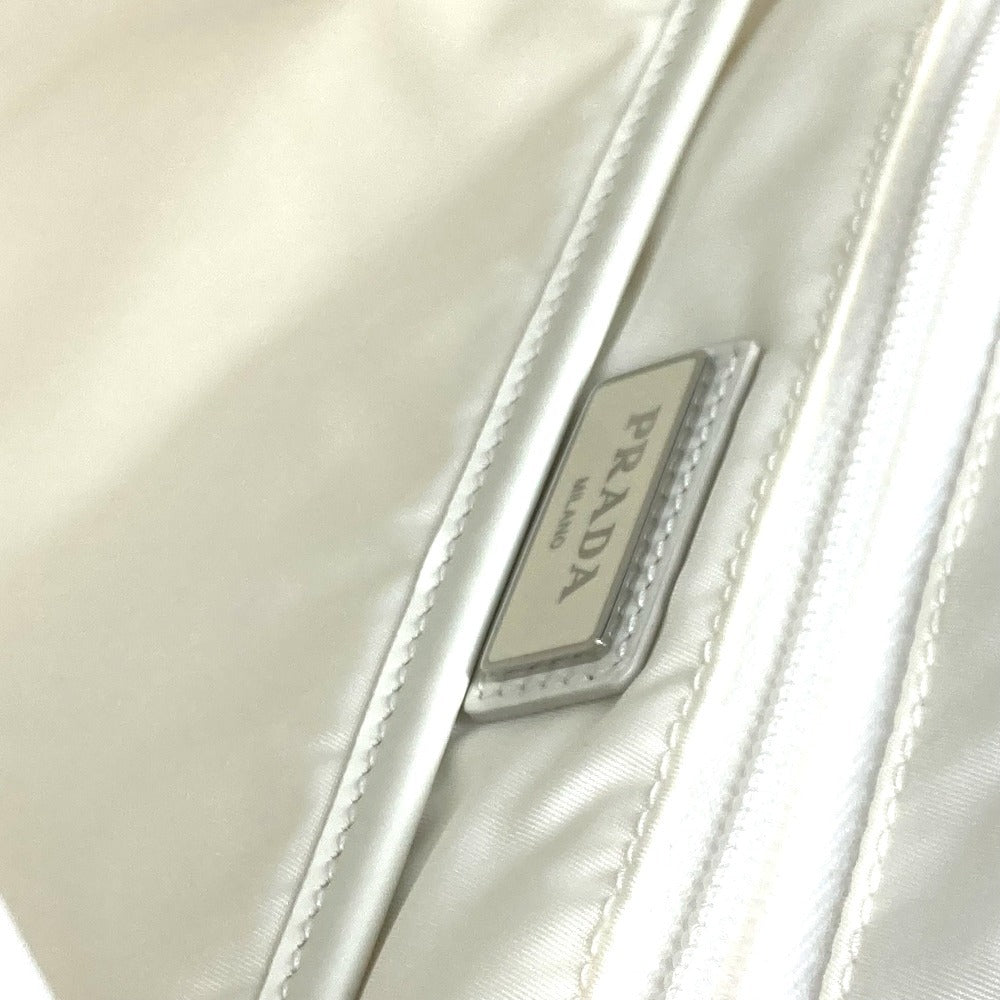 PRADA Backpack 1BZ07 Nylon white logo bicolor signeau print unisex(Unisex) Used Authentic