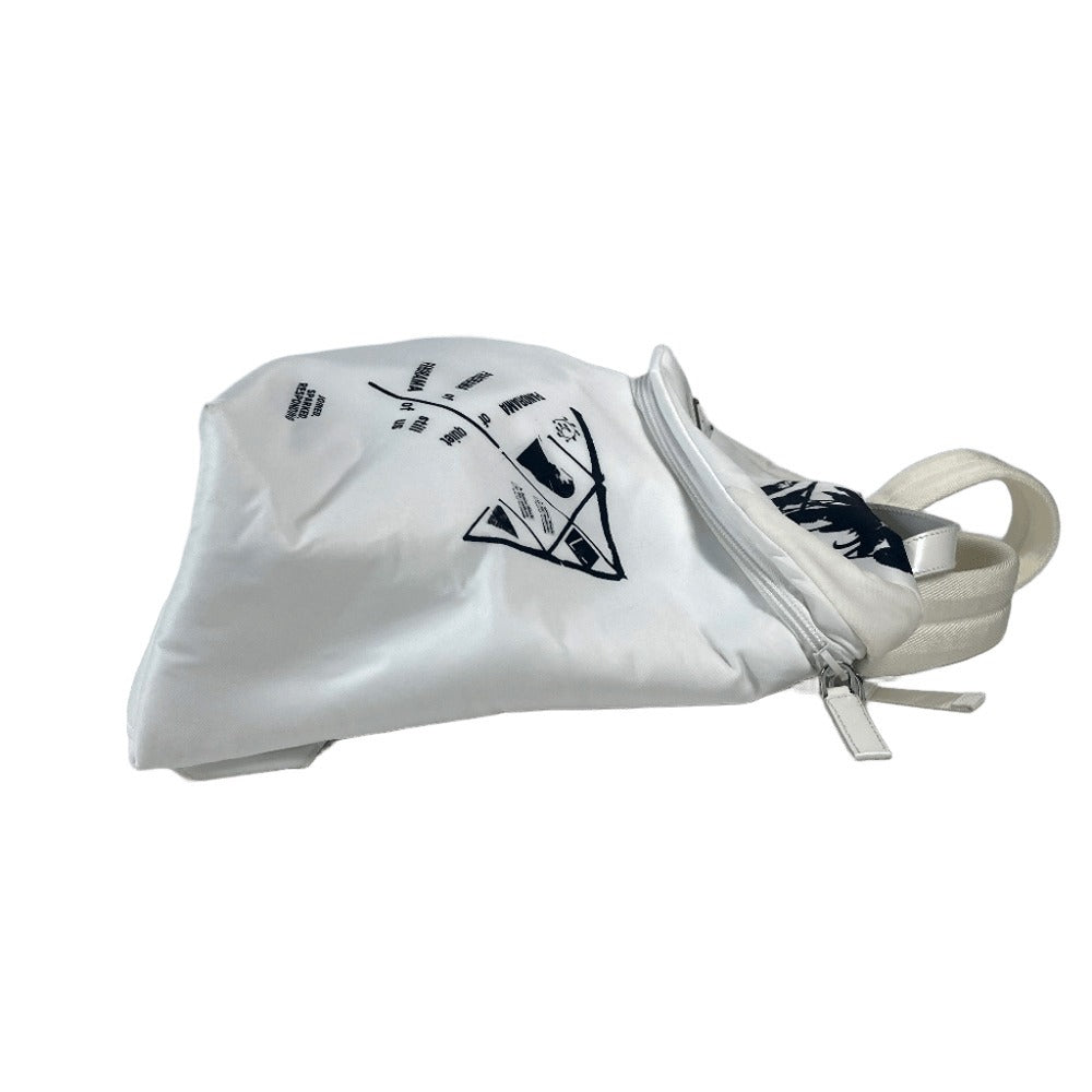 PRADA Backpack 1BZ07 Nylon white logo bicolor signeau print unisex(Unisex) Used Authentic
