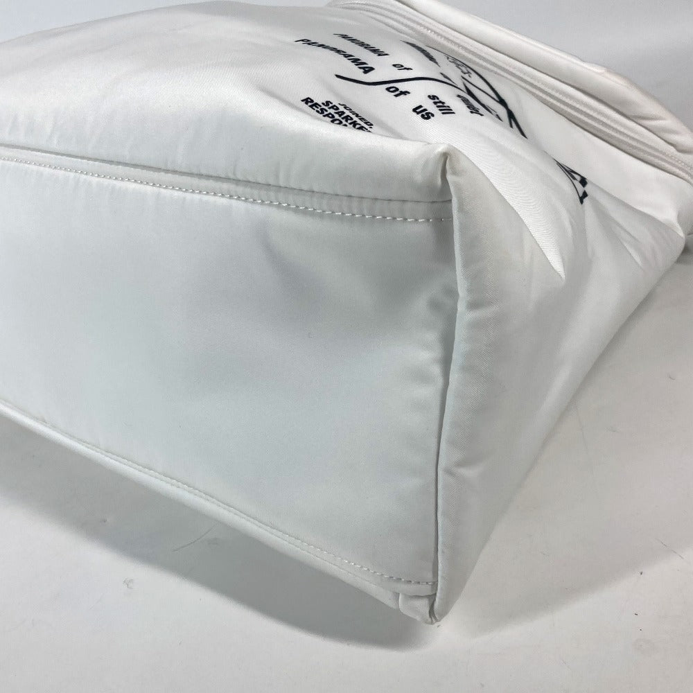 PRADA Backpack 1BZ07 Nylon white logo bicolor signeau print unisex(Unisex) Used Authentic