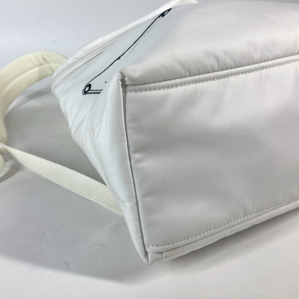PRADA Backpack 1BZ07 Nylon white logo bicolor signeau print unisex(Unisex) Used Authentic