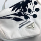 PRADA Backpack 1BZ07 Nylon white logo bicolor signeau print unisex(Unisex) Used Authentic