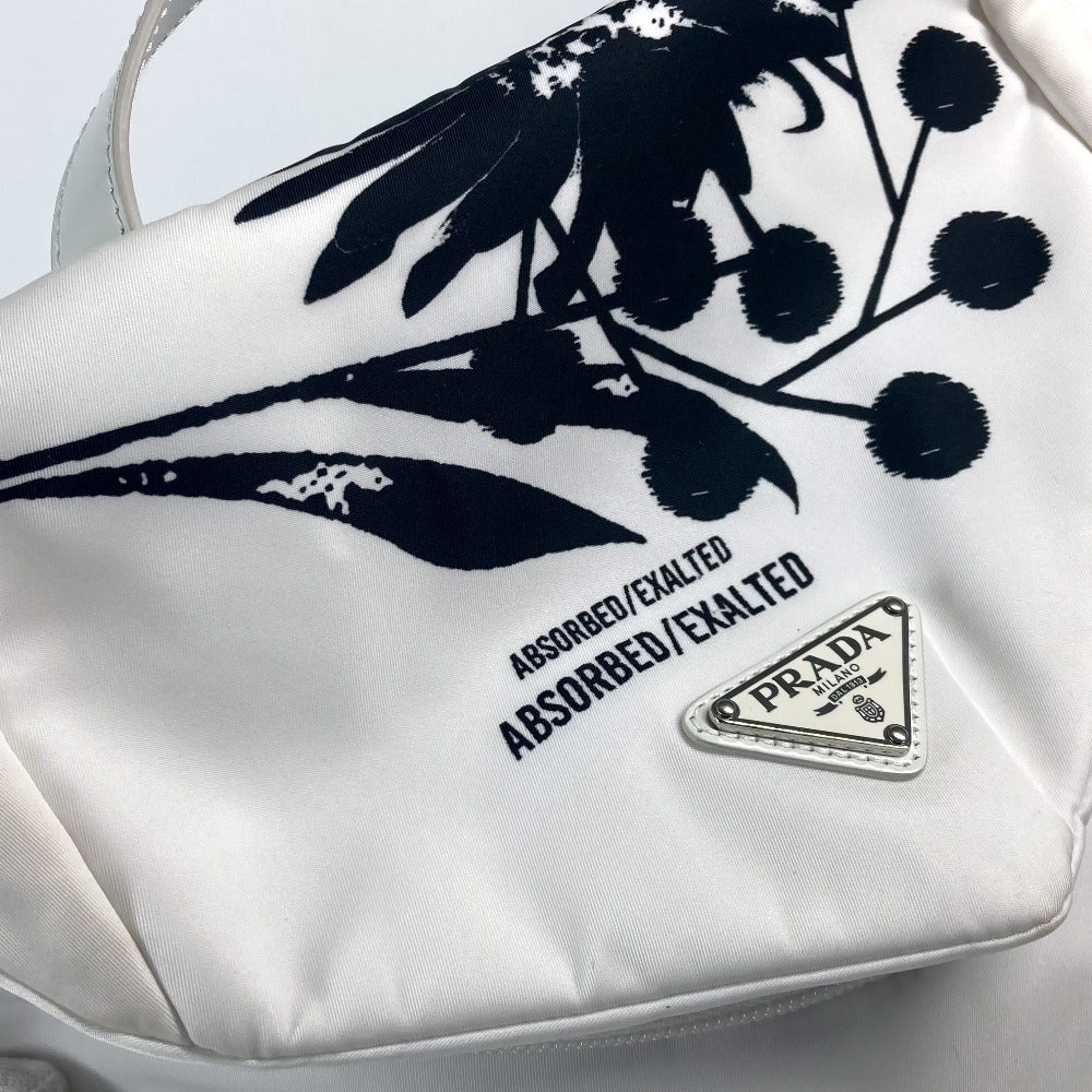 PRADA Backpack 1BZ07 Nylon white logo bicolor signeau print unisex(Unisex) Used Authentic