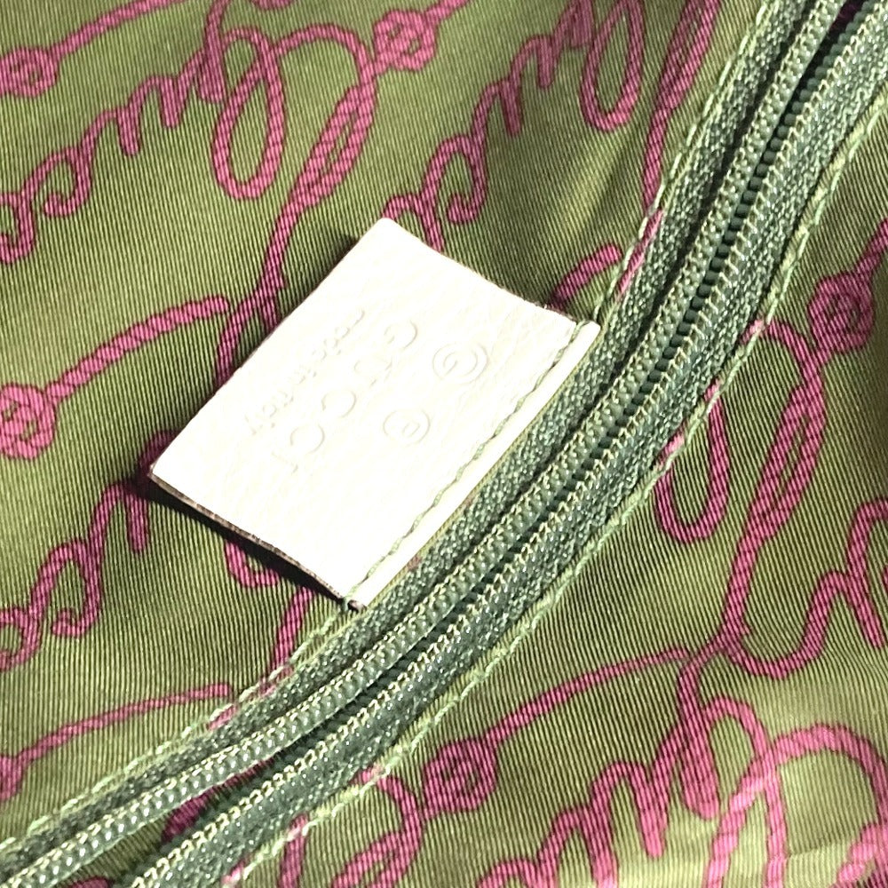 GUCCI Shoulder Bag 264216 Leather/nylon jacquard pink GG charm logo Women Used Authentic