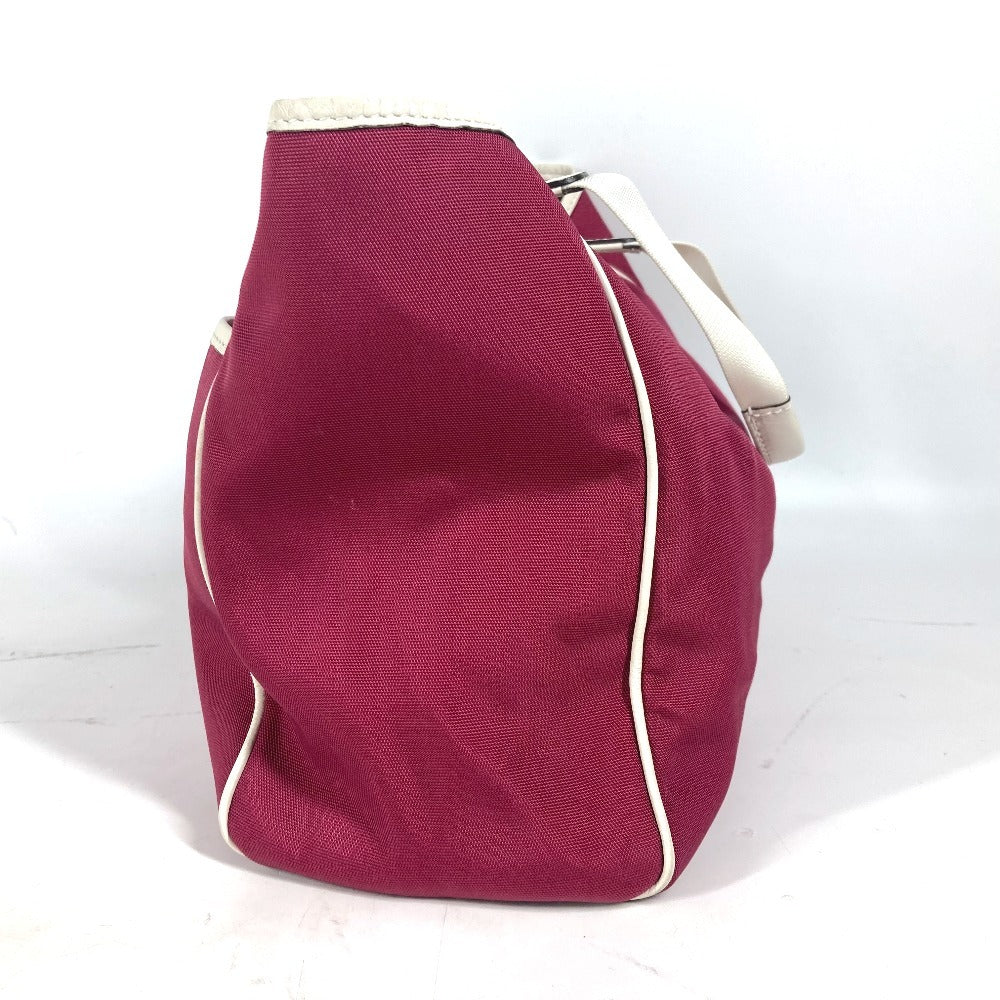 GUCCI Shoulder Bag 264216 Leather/nylon jacquard pink GG charm logo Women Used Authentic