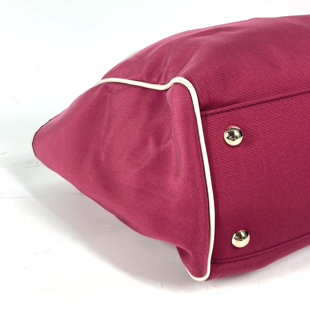 GUCCI Shoulder Bag 264216 Leather/nylon jacquard pink GG charm logo Women Used Authentic