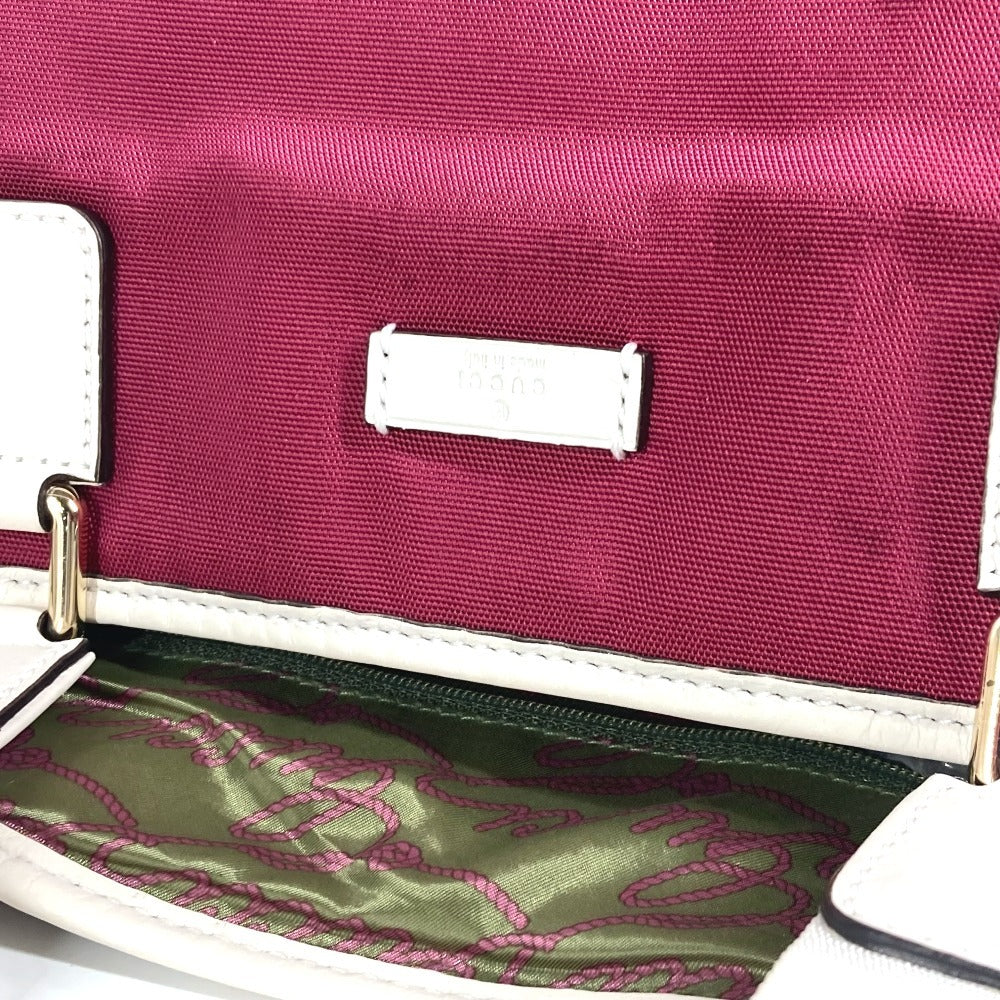 GUCCI Shoulder Bag 264216 Leather/nylon jacquard pink GG charm logo Women Used Authentic